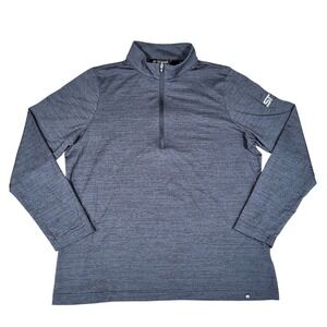 Travis Mathew Sweater Mens XL Quarter-Zip Pullover Blue Heathered Stretch Golf